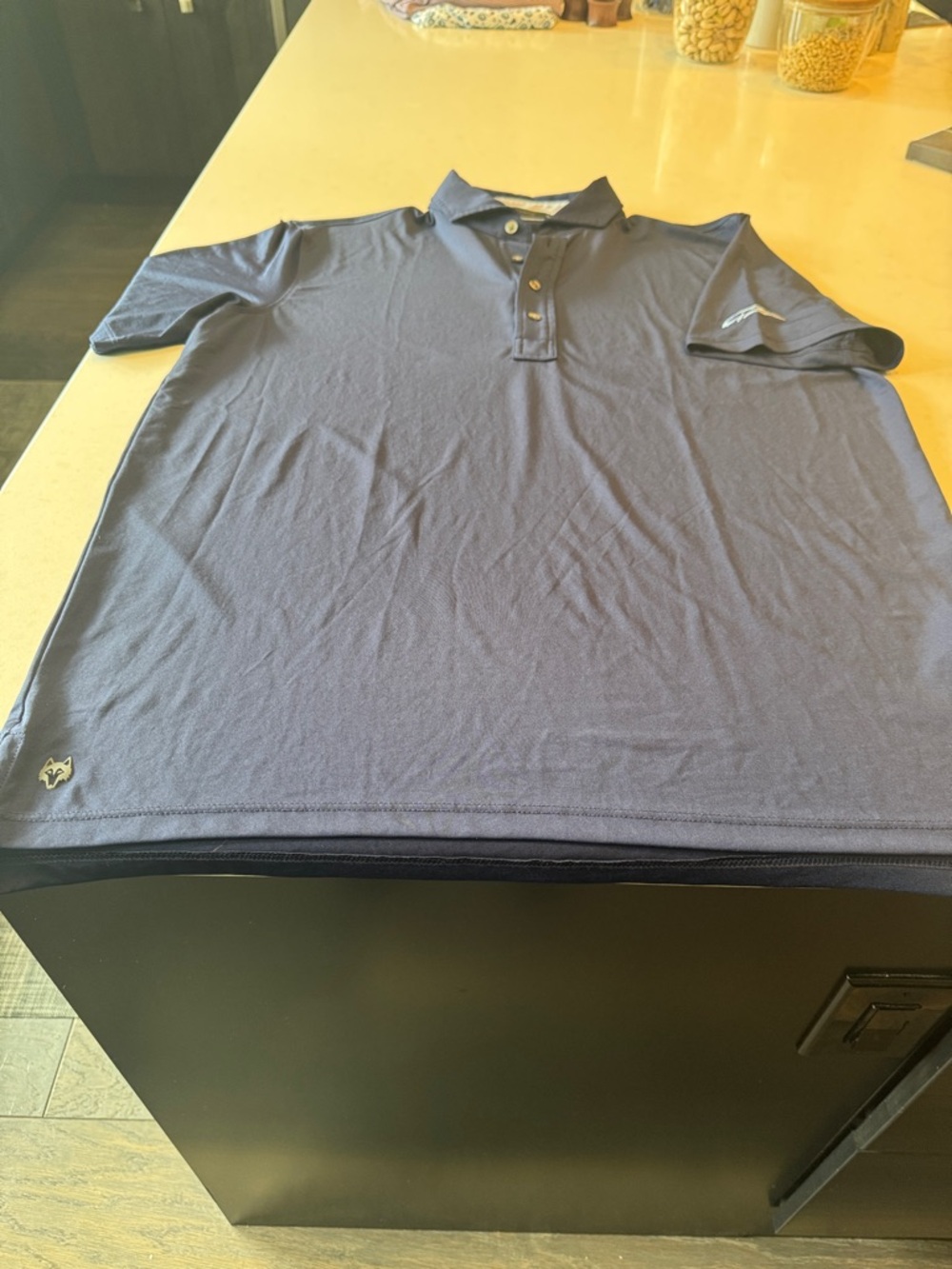 Greyson Men's Navy Polo Shirt with Subtle Logos whitefish mt iron horse